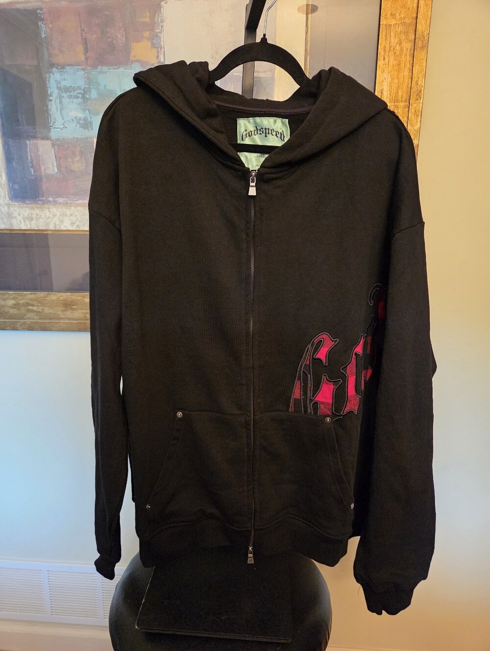 Godspeed OG Logo Sweatsuit V2 in Black/Red Plaid Men 2XL NWT
